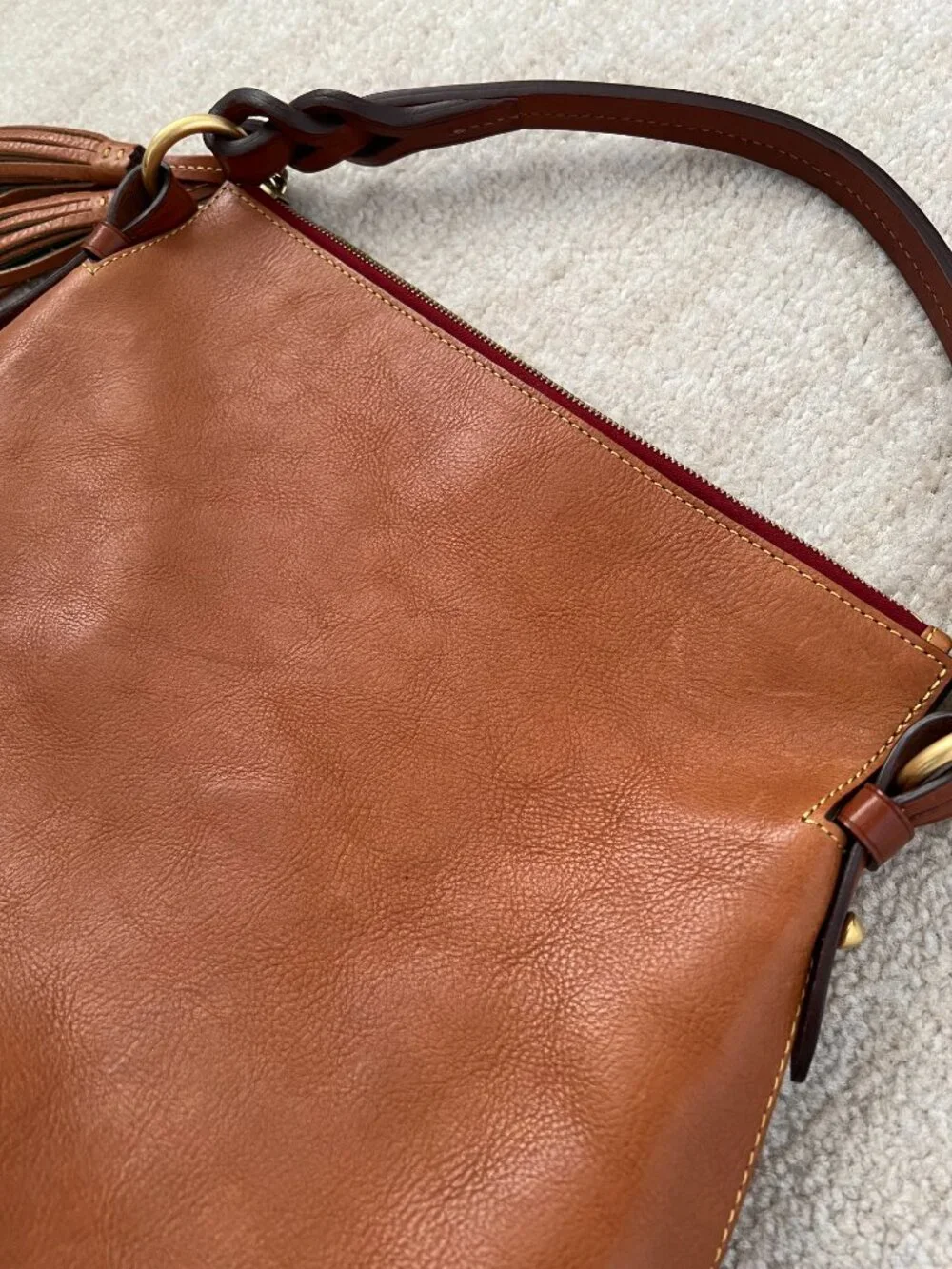 Dooney & Bourke Florentine Leather Twist Strap Hobo Shoulder Bag